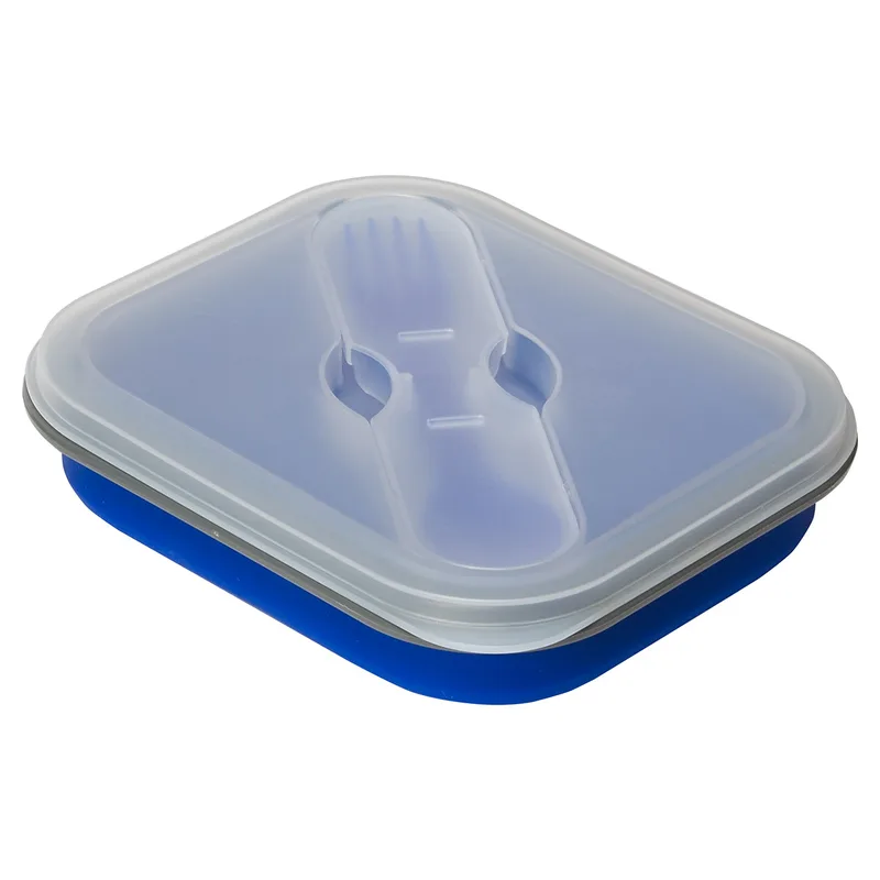 Collapsible Silicone Lunch Box with Fork & Spoon view 2