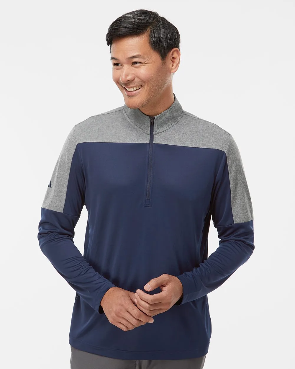 Adidas® Men's Lightweight Colorblocked Quarter-Zip Pullover view 2