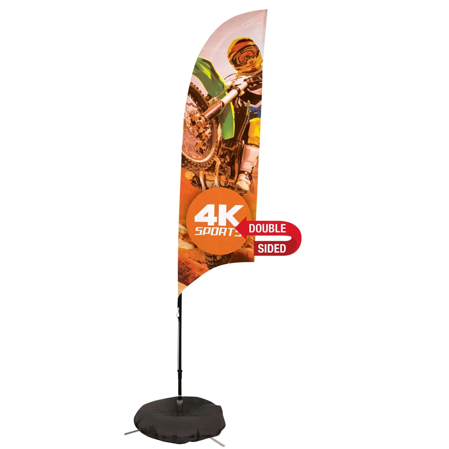 7' Streamline Razor Sail Sign Flag, 2-Sided, 3-Leg Scissor