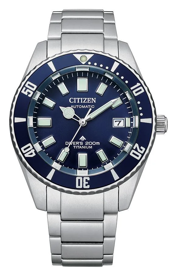 Citizen Watch Men's Promaster Dive Automatics Dive Silver-Tone Super Titanium Bracelet Blue