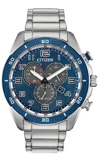 Citizen® Men's Eco-Drive® Chandler Chrono Stainless Steel Watch w/Blue Dial
