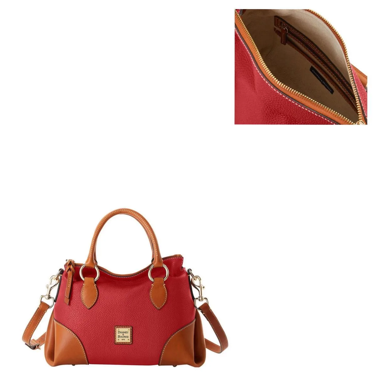 Dooney & Bourke Red Pebble w/Florentine Trim Satchel 30