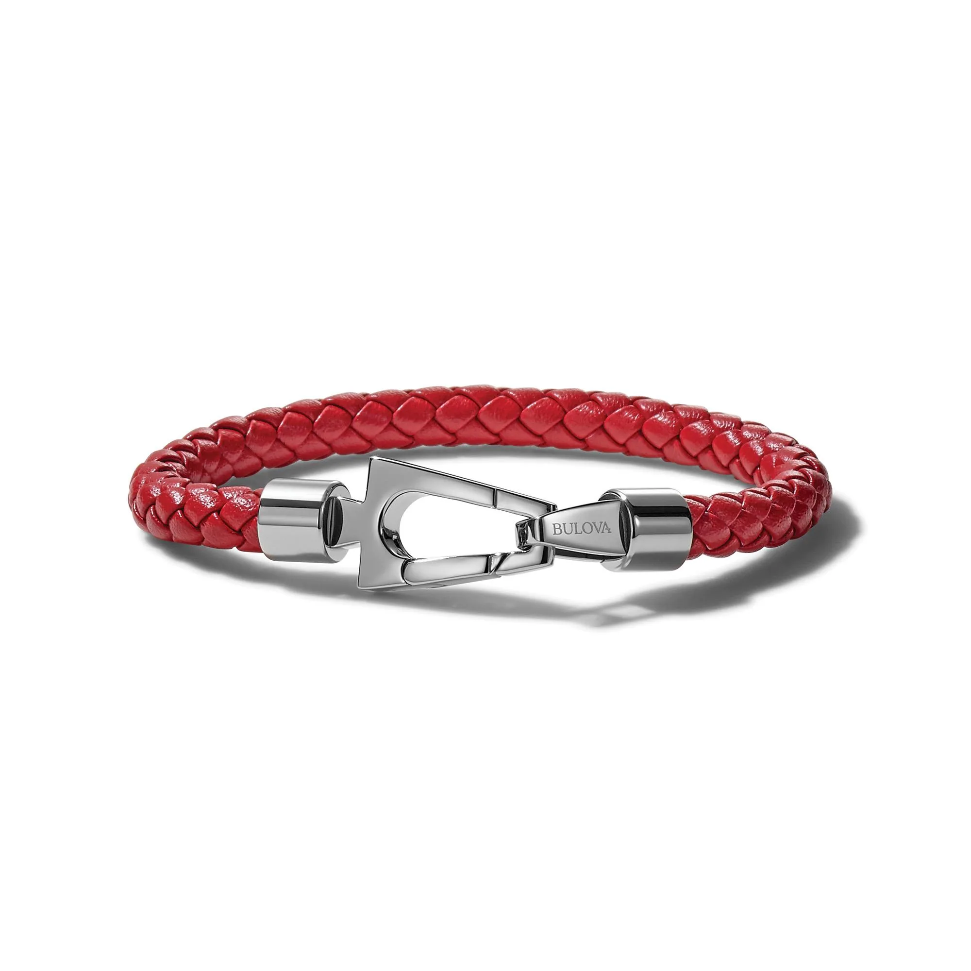 Bulova Jewelry Red Braided Leather Bracelet - Medium