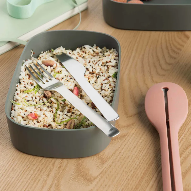 BergHoff Leo 3Pc Dual Bento Box Set /Strap - Gray & Mint