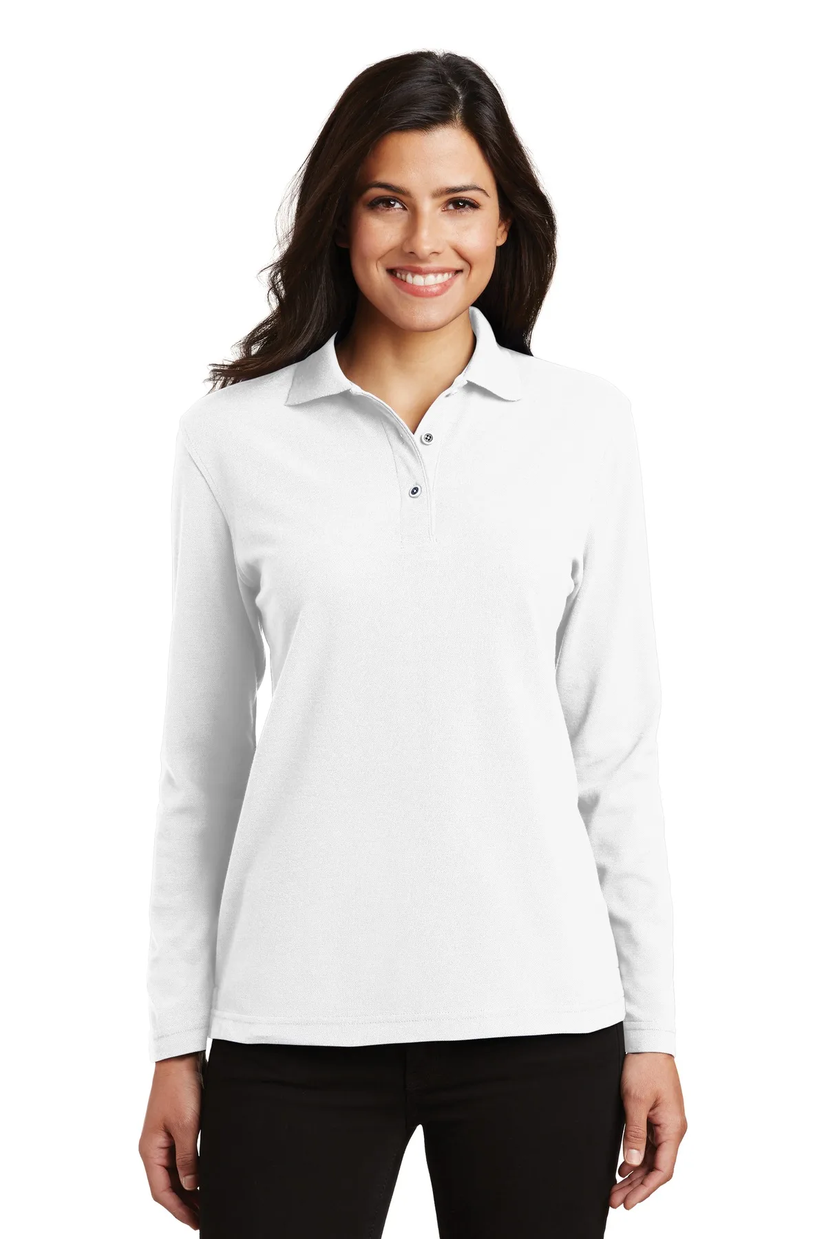 Port Authority® Women's Silk Touch™ Long Sleeve Polo. view 6