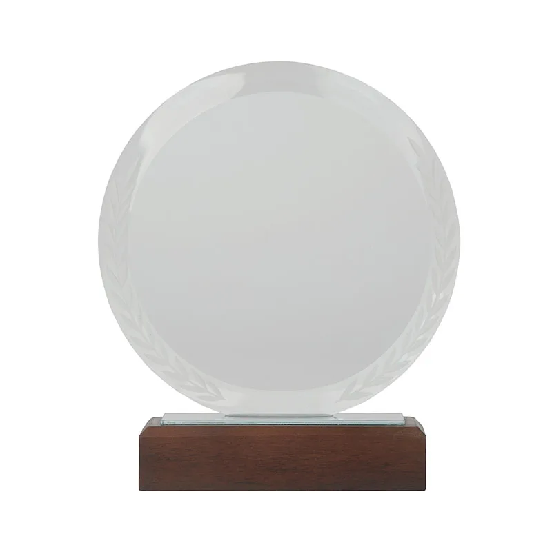 Redondo Crystal Award with Wood Base view 2