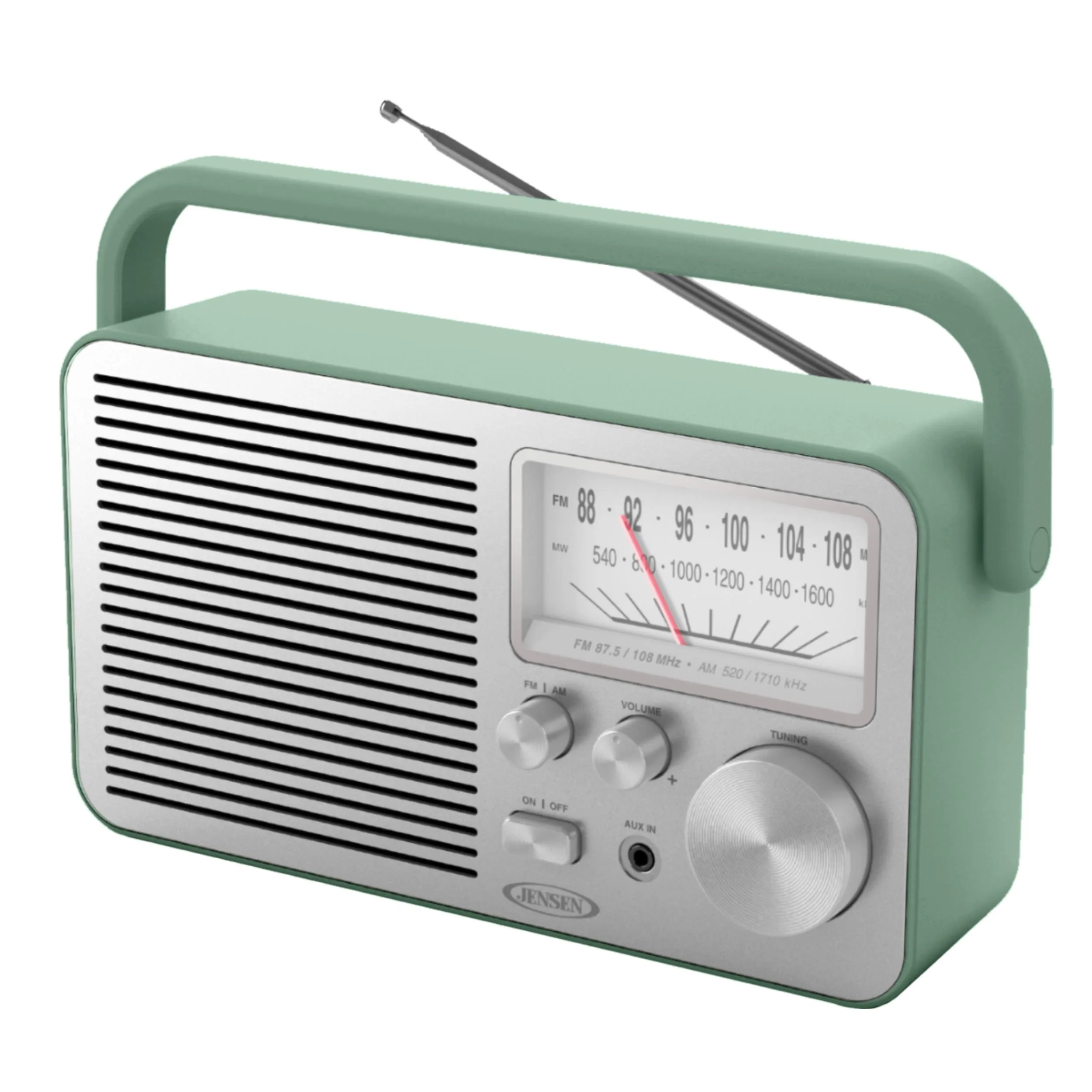 Jensen Audio Green Portable Am/Fm Radio