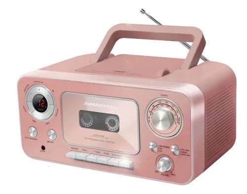Studebaker Rose Gold Portable CD Player w/Cassette Player and AM/FM Radio