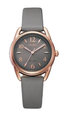 Citizen® Ladies' Eco-Drive® Rose Gold-Tone Watch w/Gray Strap