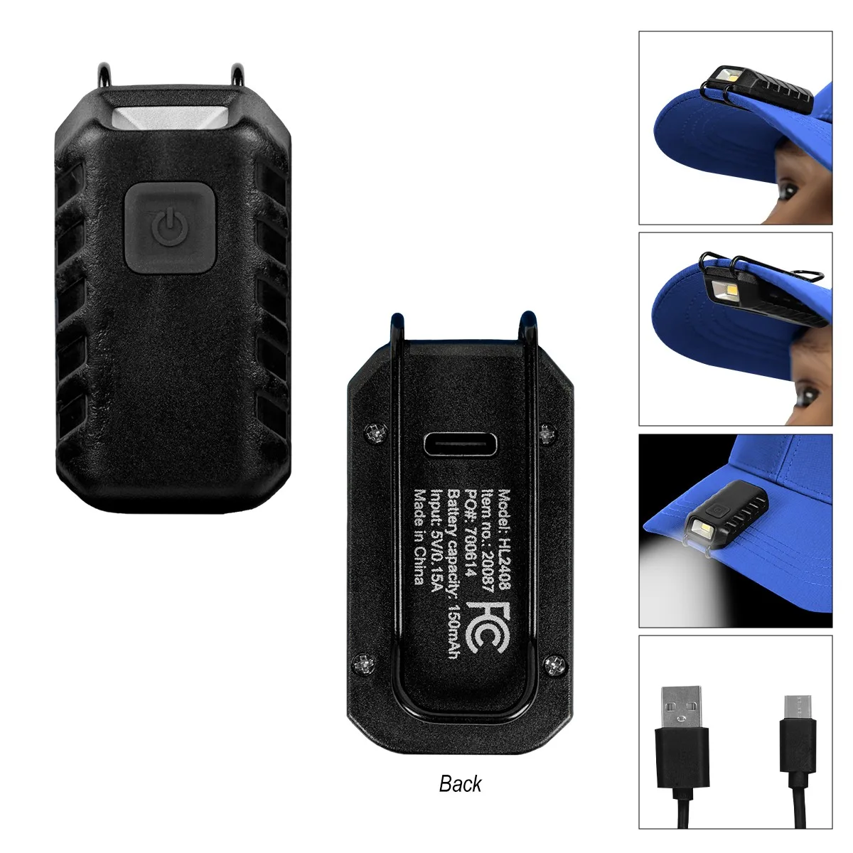 Rechargeable Cap Safety Light view 3