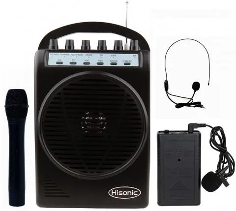 Hisonic® VHF Dual Channel Wireless Black PA System w/MP3 Player