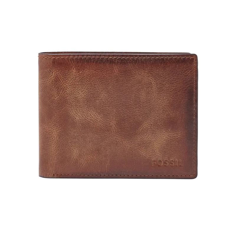 Fossil Derrick Flip Id Bifold Wallet Brown