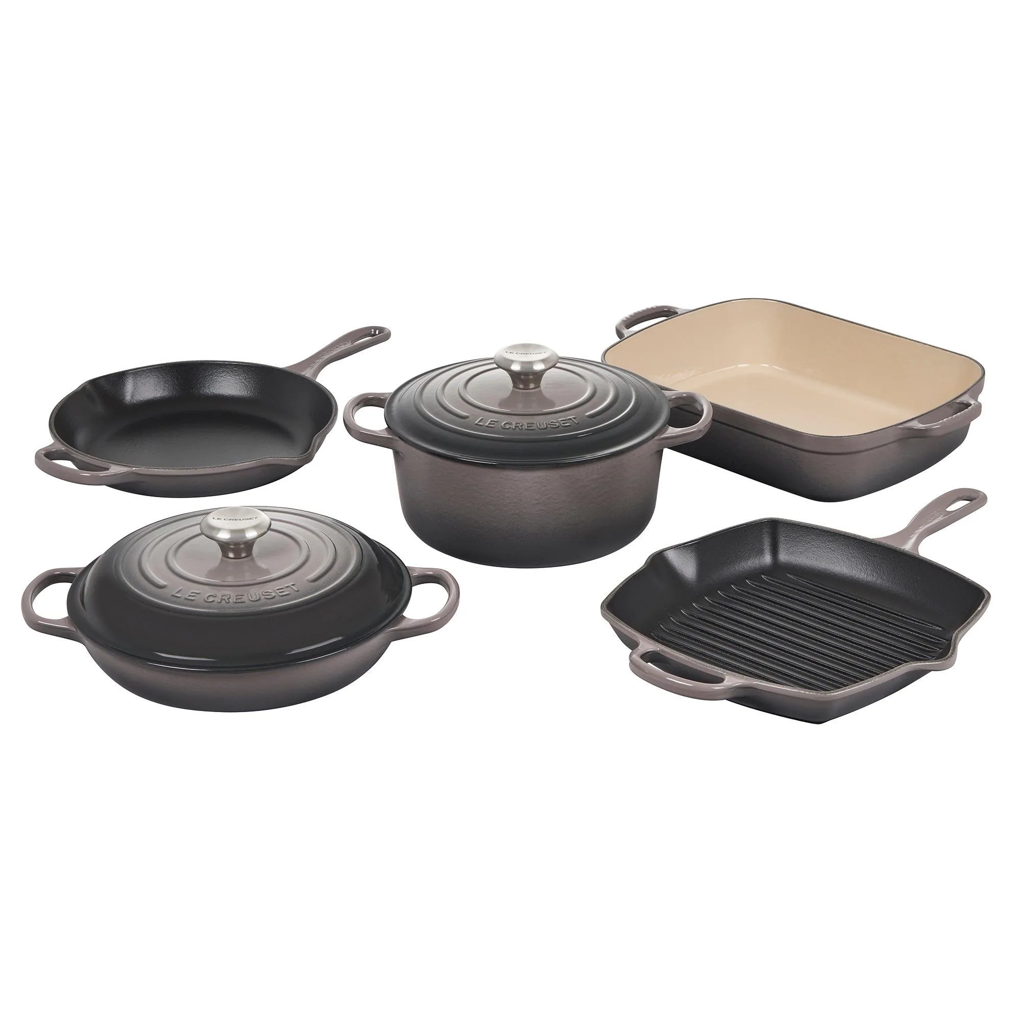 Le Creuset 7Pc Signature Cast Iron Cookware Set Oyster