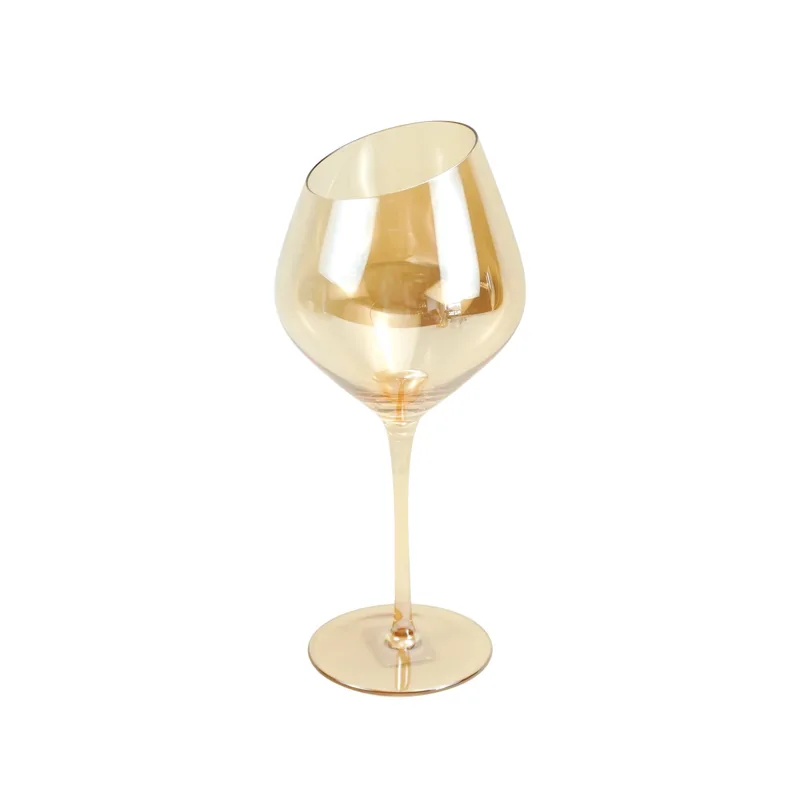 Jeanne Fitz Jeanne Fitz Slant Collection Red Wine Glasses, Set Of 2, Gold