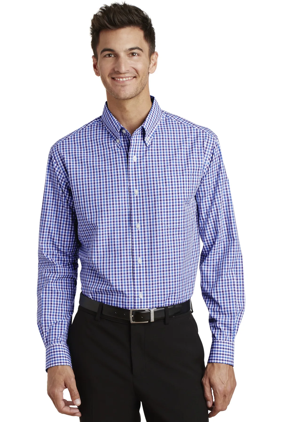Port Authority® Long Sleeve Gingham Easy Care Shirt.