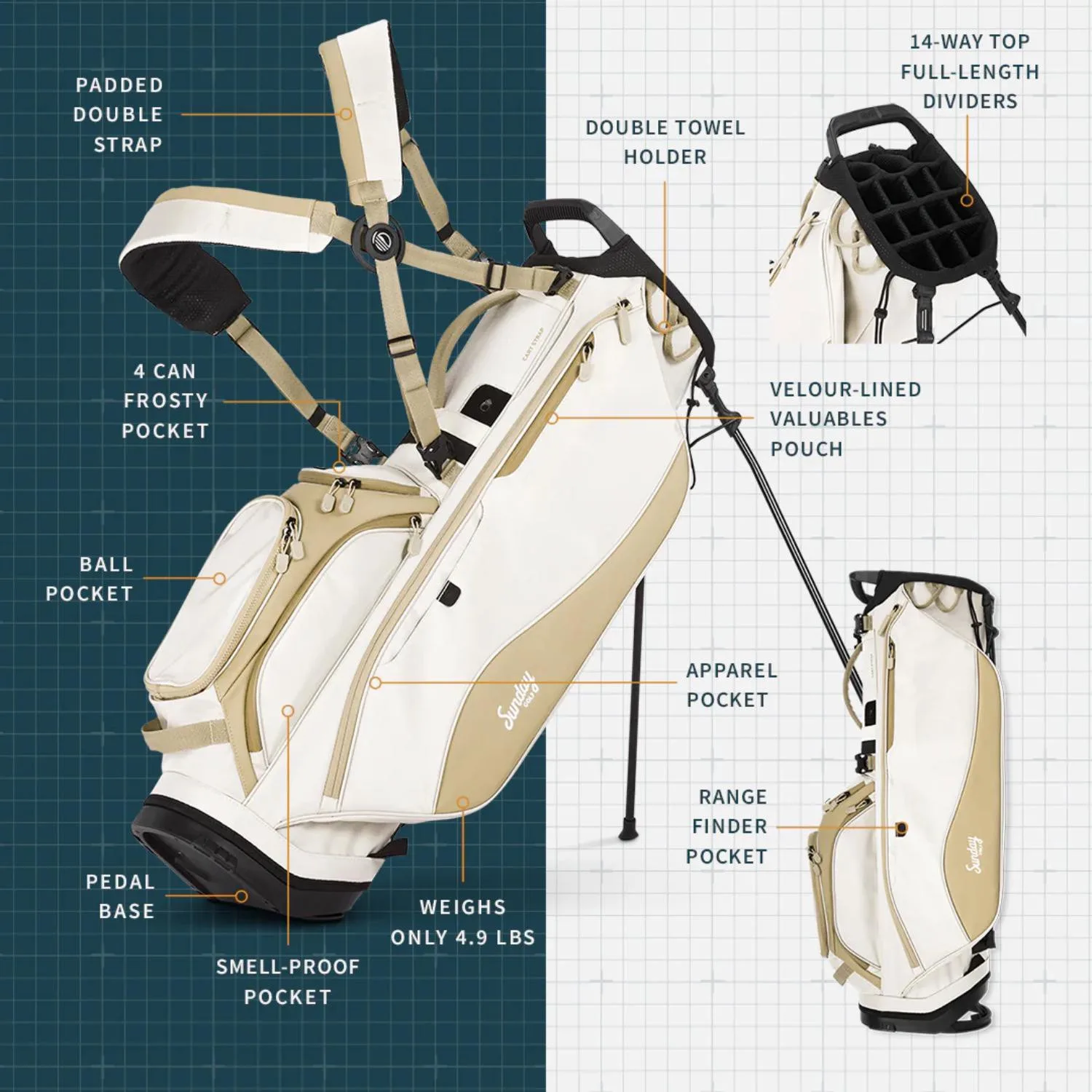 Sunday Golf® Ryder 14-Way Golf Bag view 5