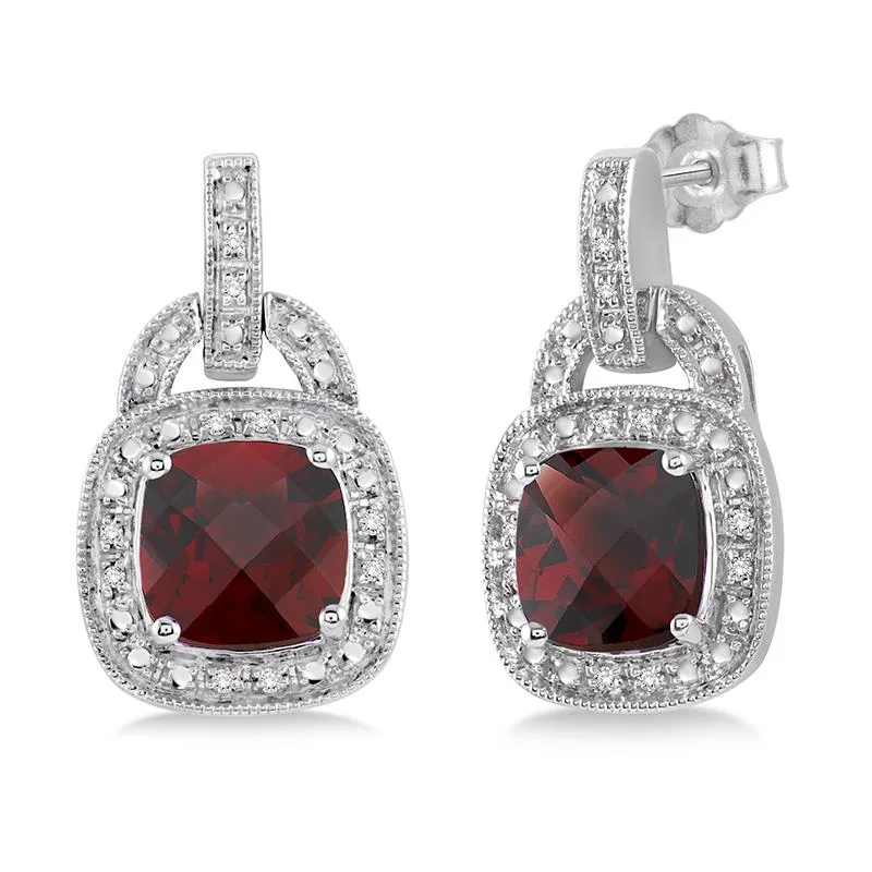 Jilco Inc Garnet & Diamond Earrings