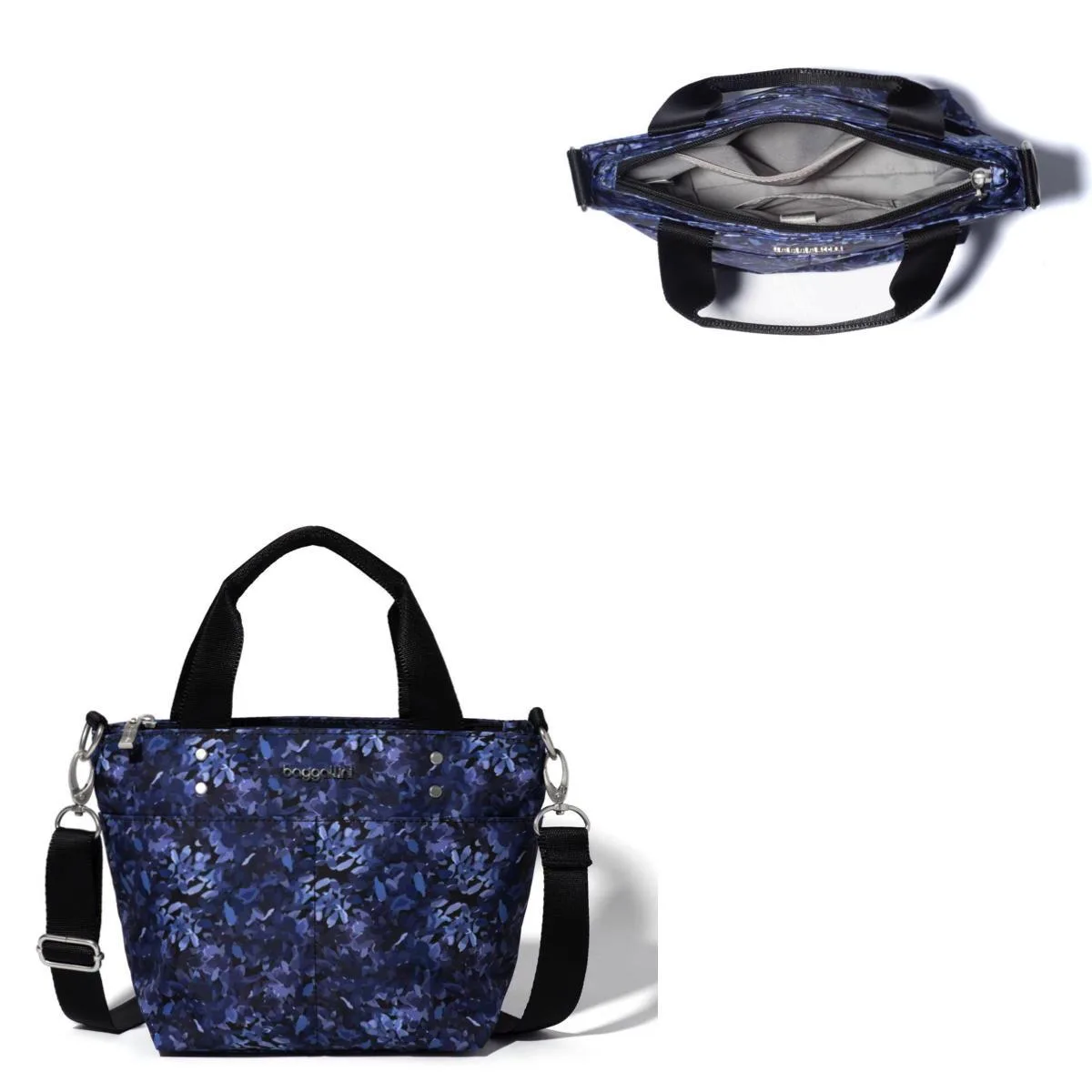 Baggallini Mini Carryall Tote Bag - Indigo Petal Blue