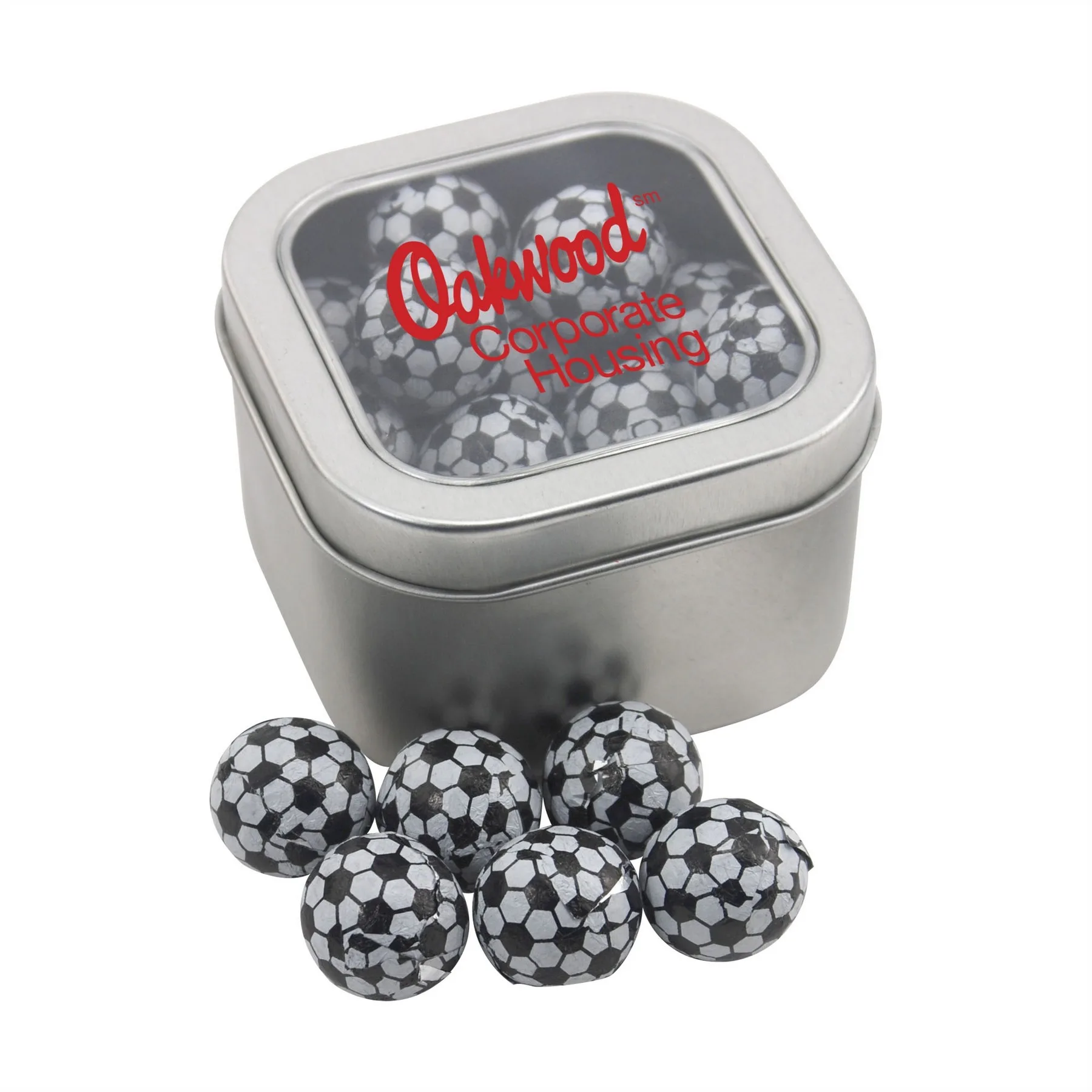 Window Tin w/Chocolate Soccer Balls