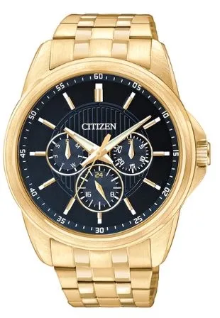 Citizen® Men's Quartz Gold-Tone Stainless Steel Bracelet Watch w/Black Dial