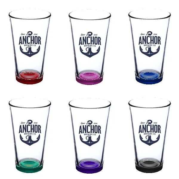Thirsty 16 oz Pint Glasses with Color Bottom