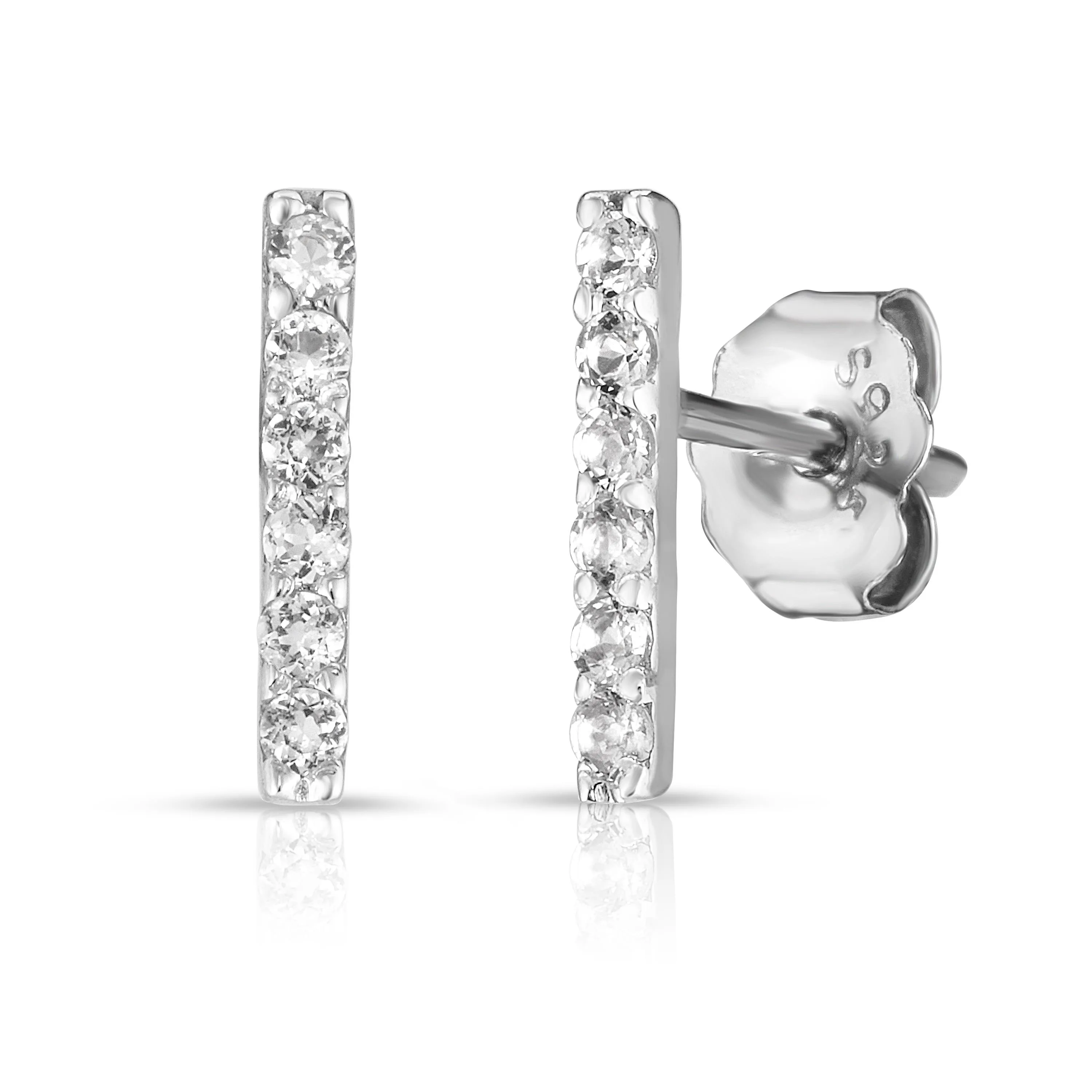 Jilco Inc White Topaz Stick Earrings
