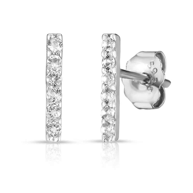 Jilco Inc White Topaz Stick Earrings