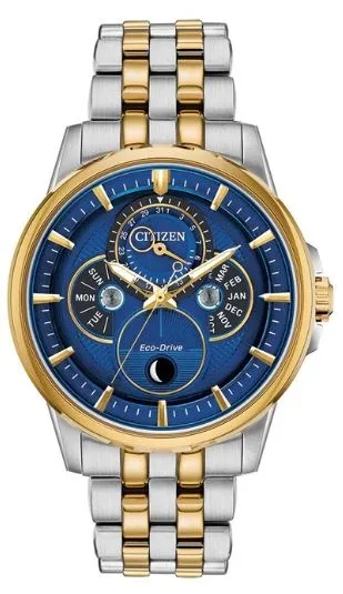 Citizen® Men's Calendrier Eco-Drive® Two-Tone Watch w/Blue Dial