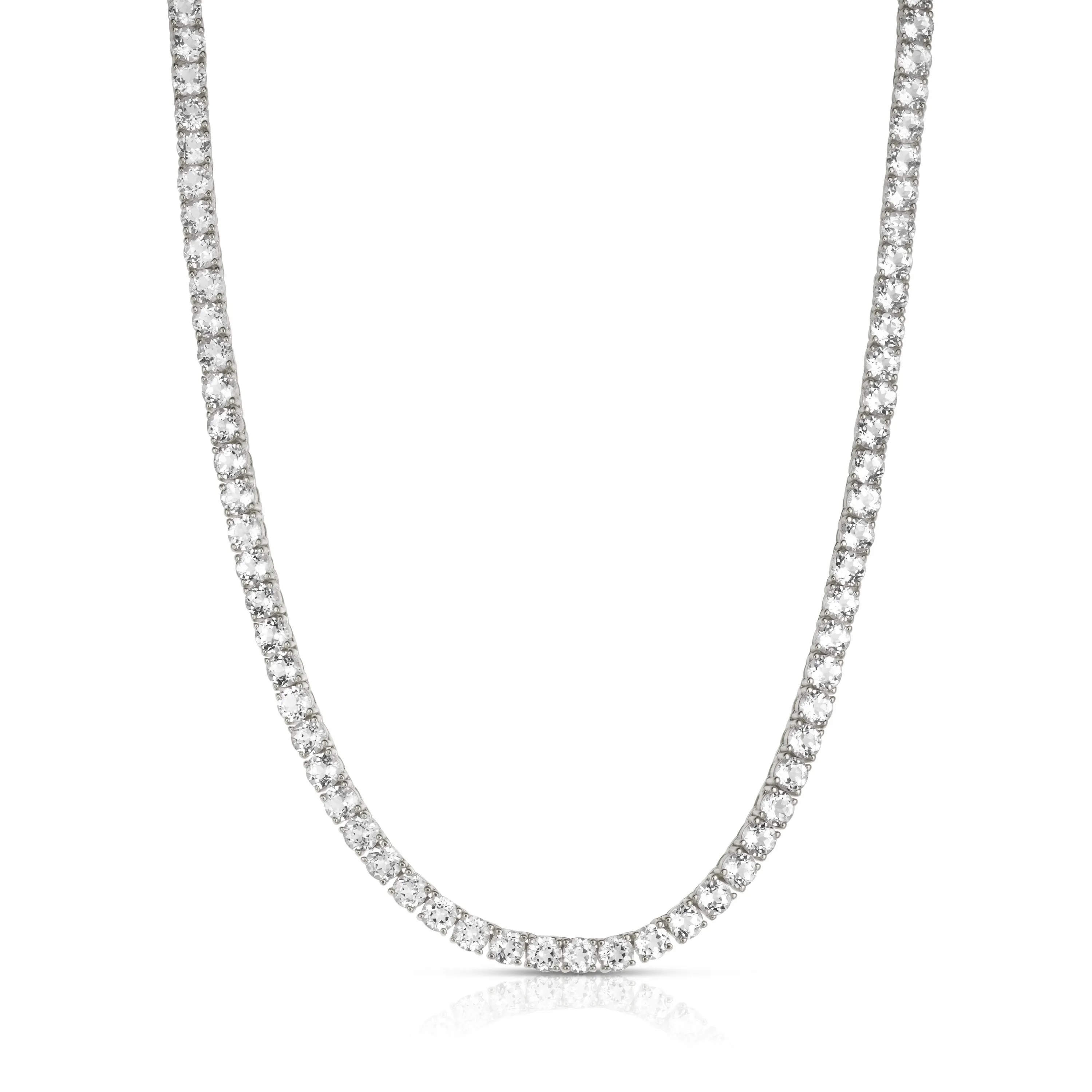 Jilco Inc White Topaz Tennis Necklace - Sterling Silver