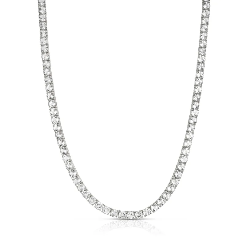 Jilco Inc White Topaz Tennis Necklace - Sterling Silver