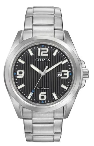 Citizen® Men's Chandler Eco-Drive® Stainless Steel Watch w/Black Dial