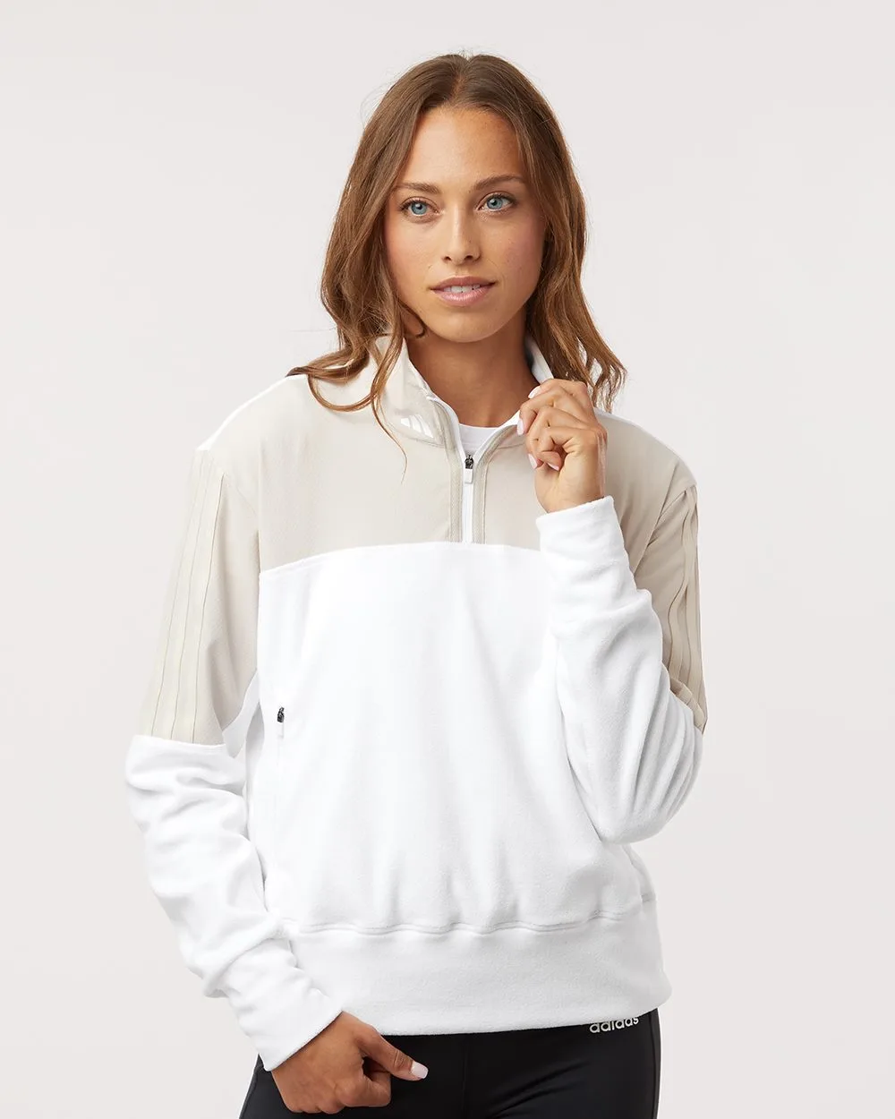 Adidas® Women's Fleece Quarter-Zip Pullover Sweater view 2