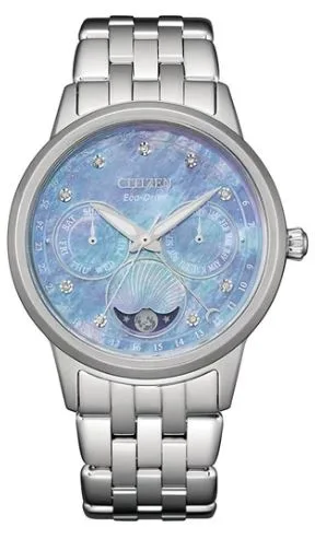 Citizen® Ladies' Calendrier Eco-Drive® Stainless Steel Watch w/Blue MOP Dial