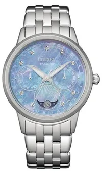 Citizen® Ladies' Calendrier Eco-Drive® Stainless Steel Watch w/Blue MOP Dial