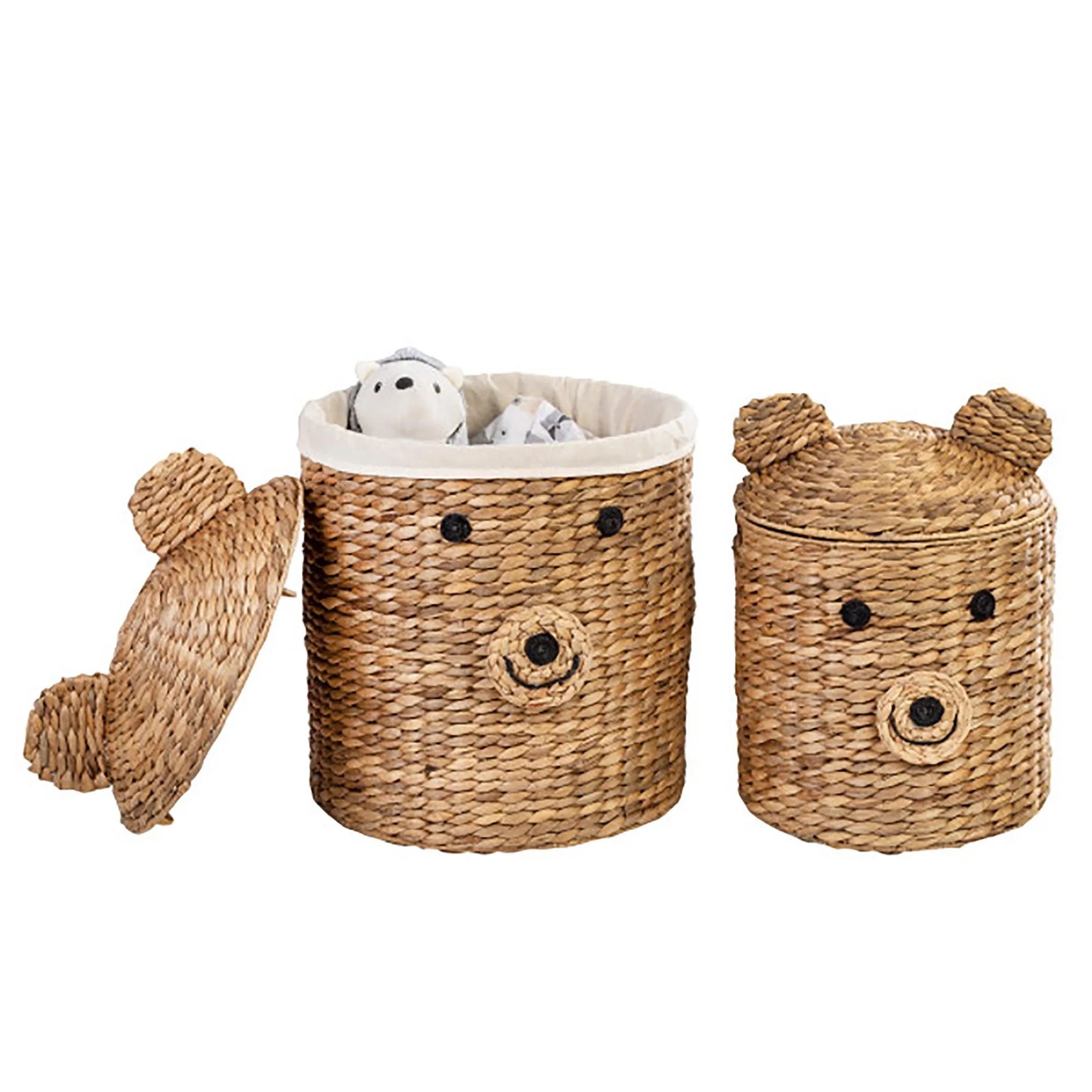 Honey-Can-Do Nature Water Hyacinth Bear Shaped Storage Baskets Set Of 2