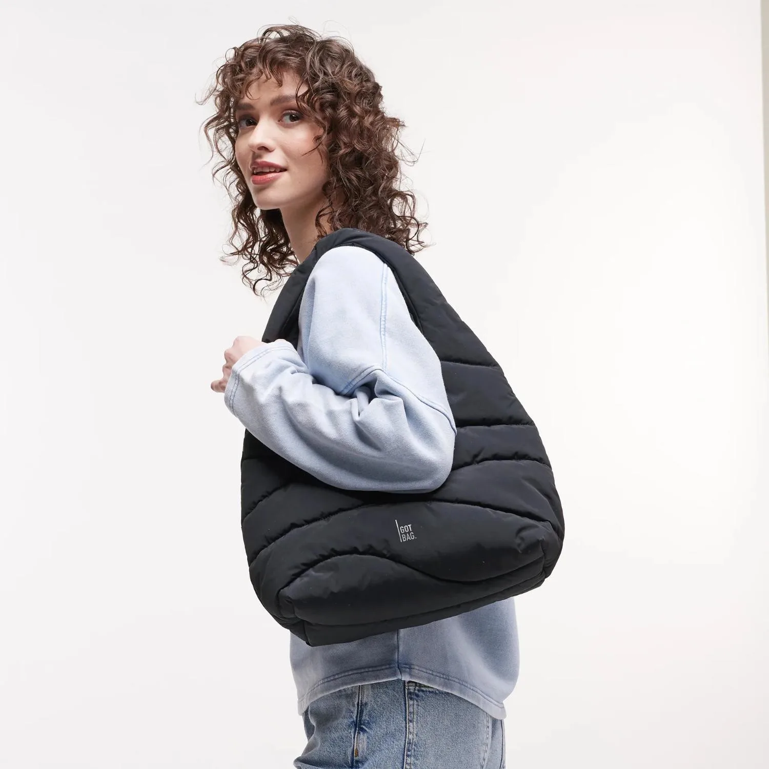 GOT BAG® Wavy Puffer - GOTS Certified Ocean Plastic Shoulder Bag view 4