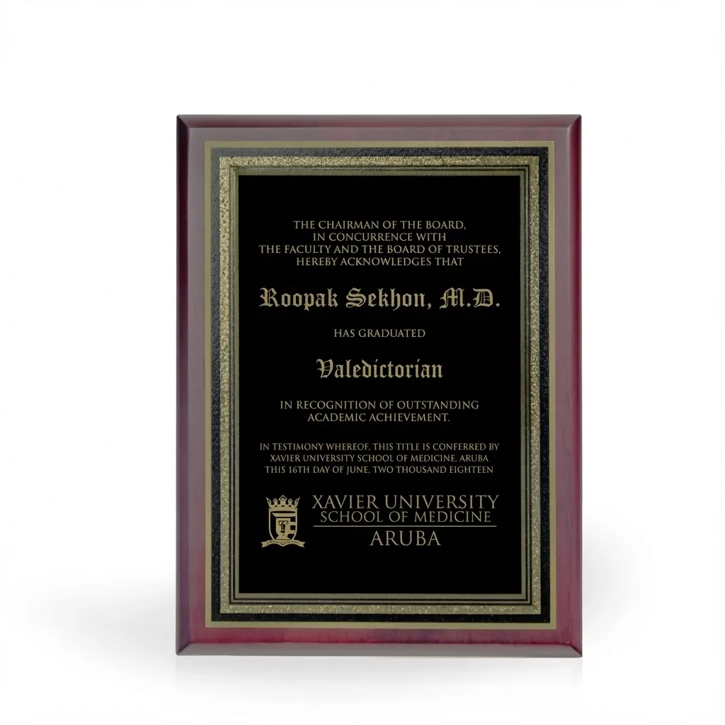 Carlos Mahogany Finish Award Plaque, view 7