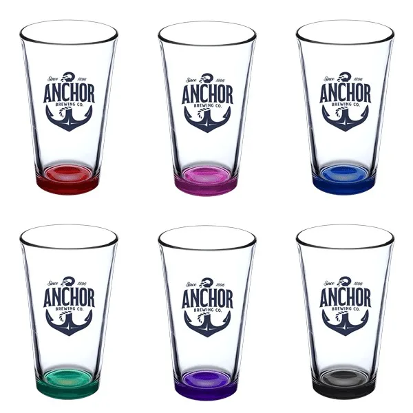Thirsty 16 oz Pint Glasses with Color Bottom