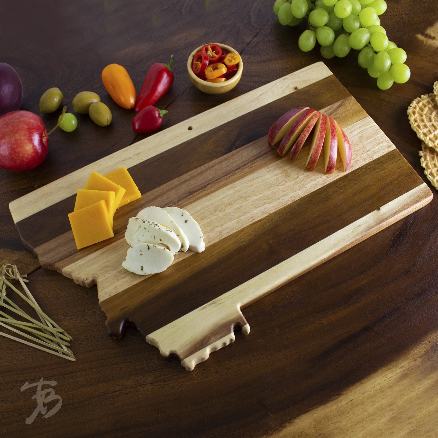 Rock & Branch® Shiplap Series Montana State Shaped Wooden Cutting & Serving Board view 2
