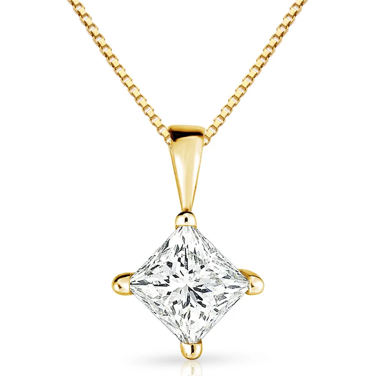 Jilco Inc Yellow Gold Princess Cut Diamond Necklace - 0.50 Ct