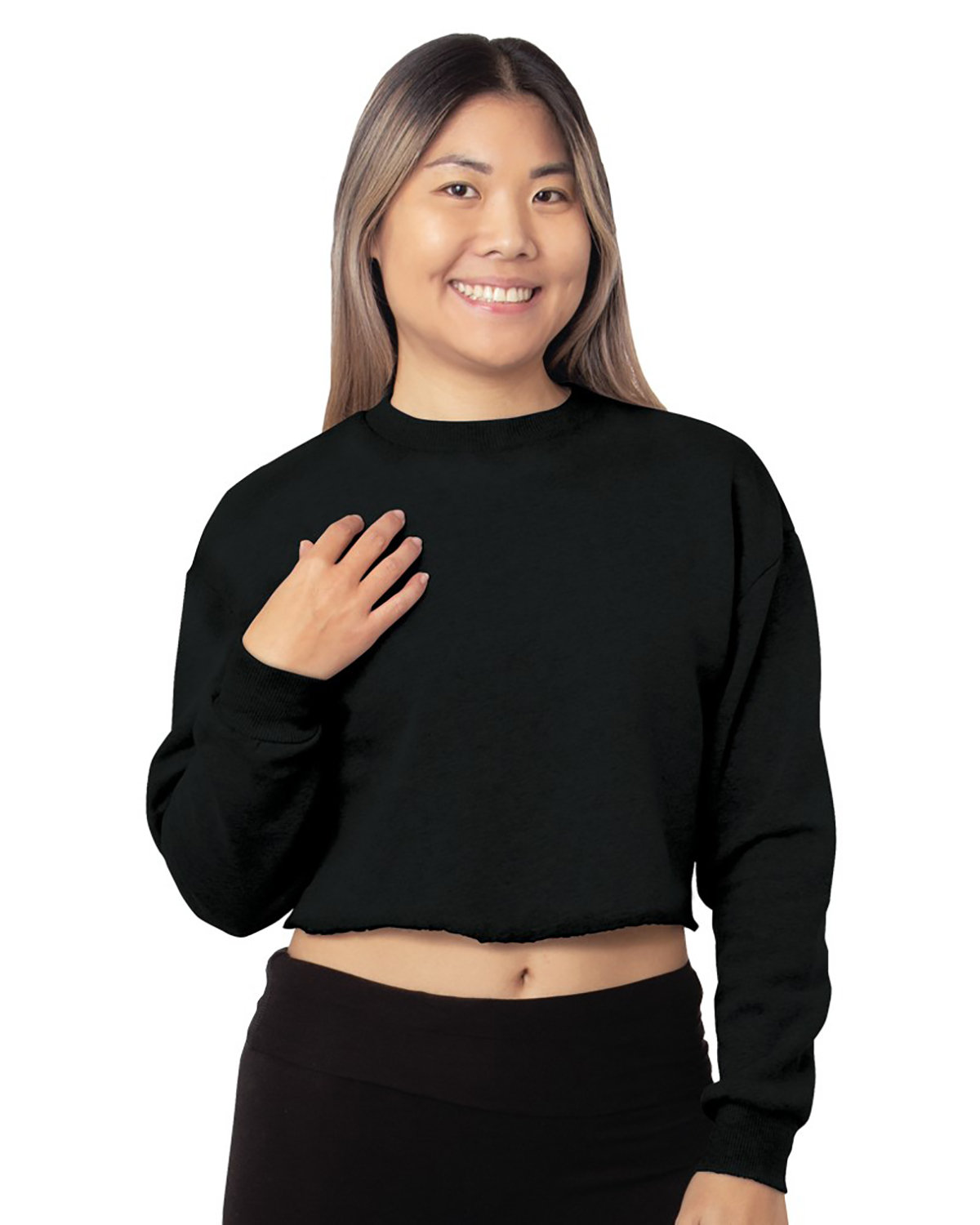 BAYSIDE Ladies' USA Made Cropped Crewneck Sweatshirt
