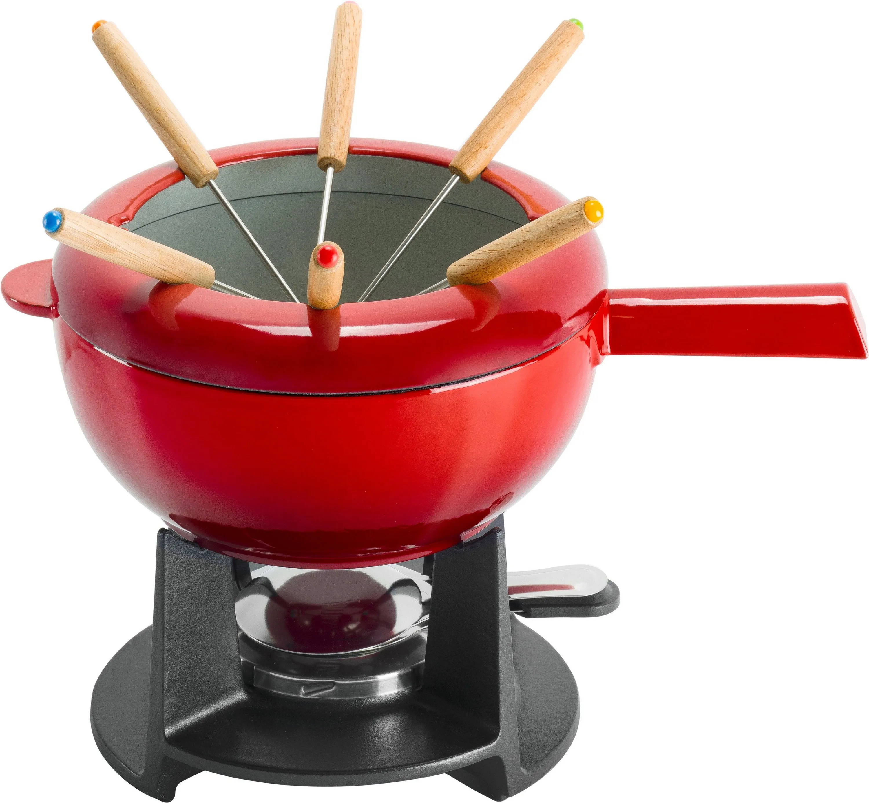 Zwilling Enameled Cast Iron Red Fondue Pot Set
