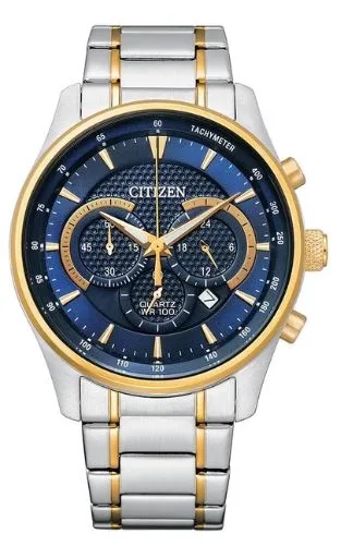 Citizen® Men's Quartz Two-Tone Chronograph Watch w/Blue Dial