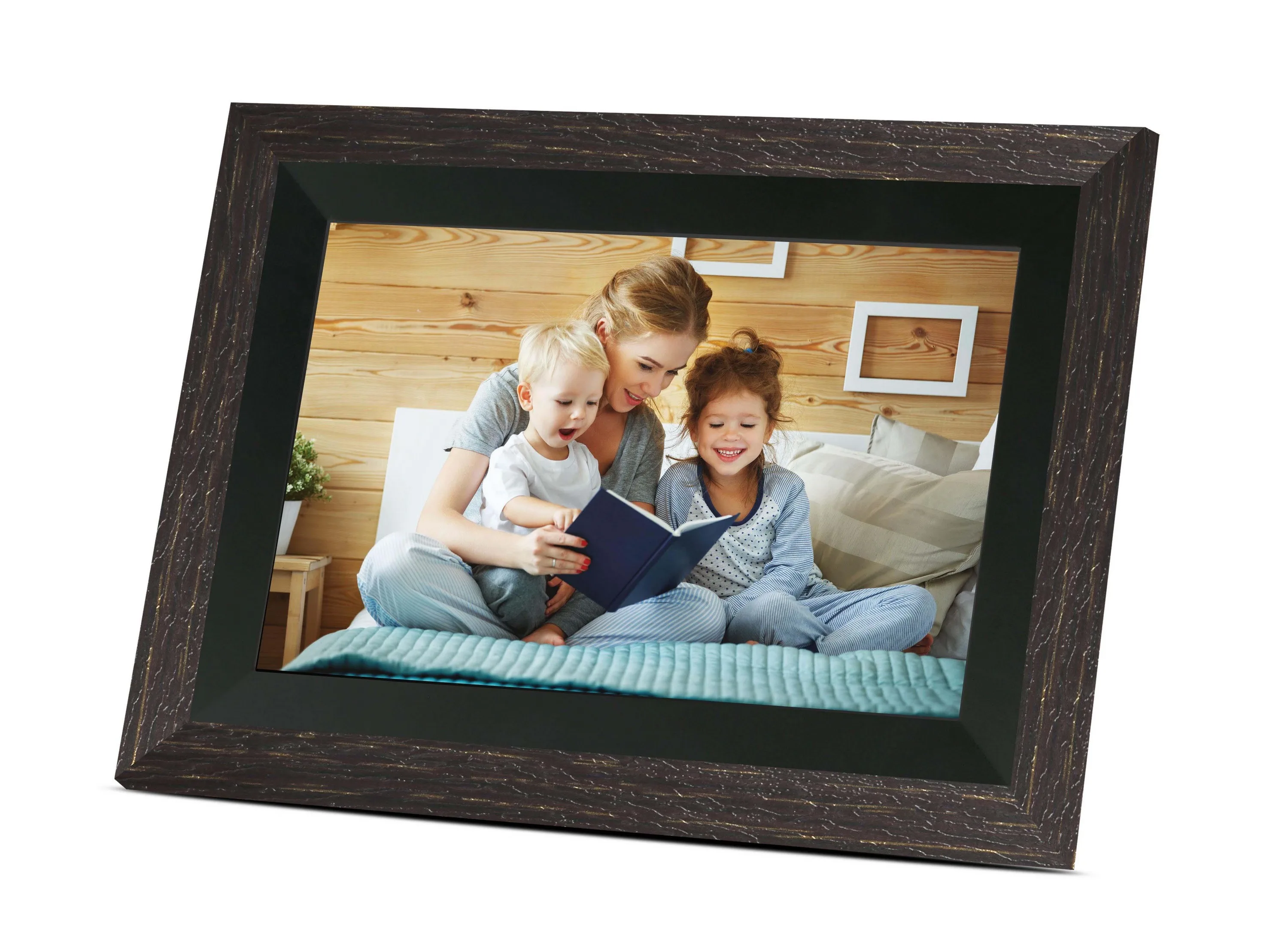 Bell+Howell 10.1" Smart Digital Photo Frame - Black/Brown Wood