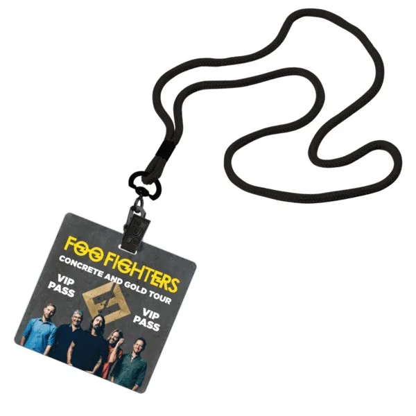 1/8" Polyester Cord Lanyard with Bulldog Clip and 3 1/2"x3 1/2" ID Badge