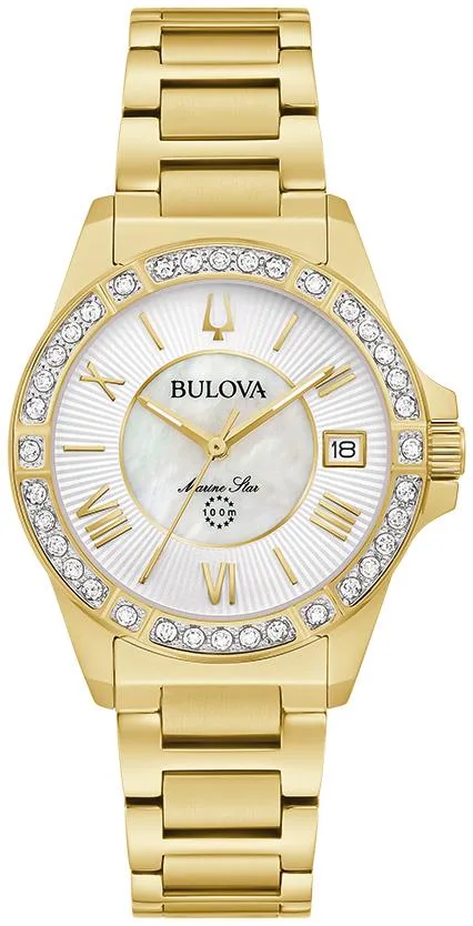Bulova Watches Ladies' Marine Star Diamond Case Stainless Steel Bracelet Watch