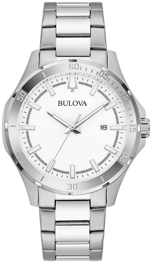 Bulova Watches Corporate Collection Men's Stainless Steel Bracelet Watch, White Dial