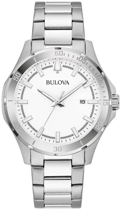 Bulova Watches Corporate Collection Men's Stainless Steel Bracelet Watch, White Dial