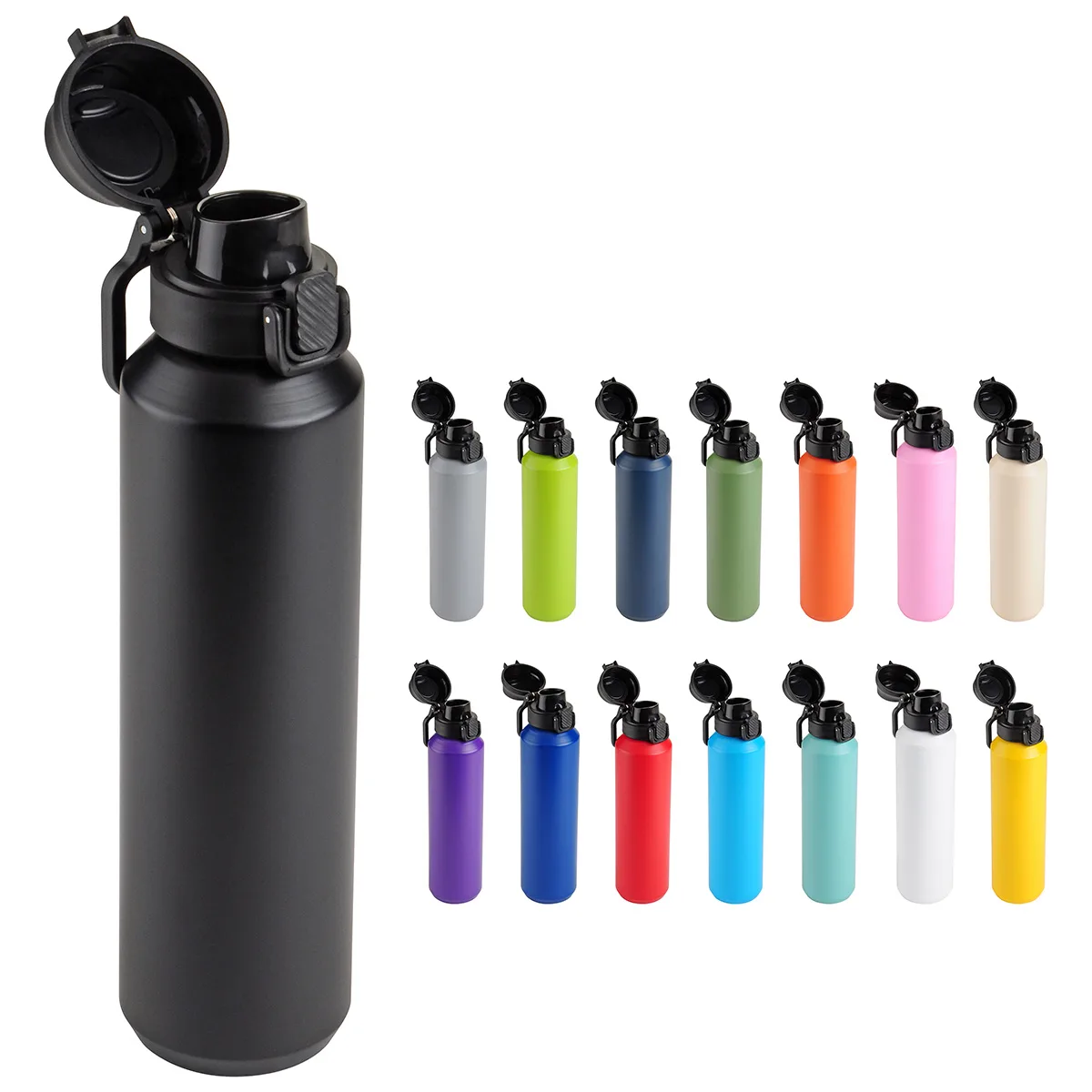 Nexus 27 oz Recycled Aluminum Bottle with Flip-Top Lid and Carabiner view 2
