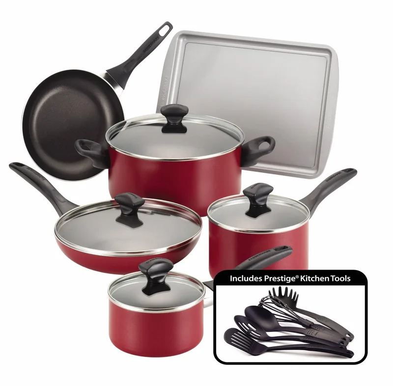 Farberware 15 Piece Red Nonstick Cookware